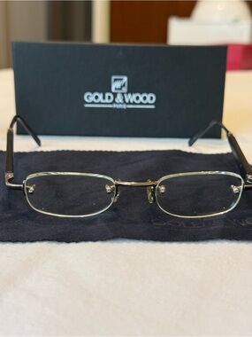 Gold & Wood brand rimless glasses.